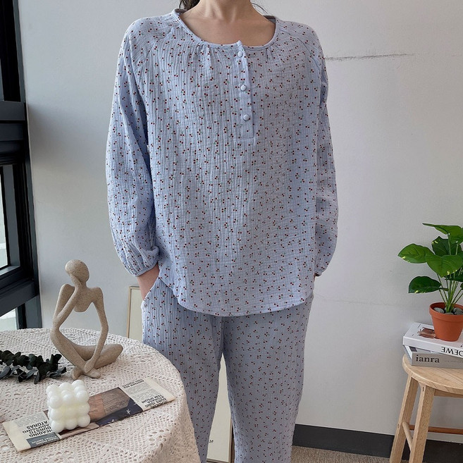 릴리앤로사 체리 앵두 요루면 거즈 긴팔 반팔 잠옷 파자마 세트 홈웨어 파자마파티