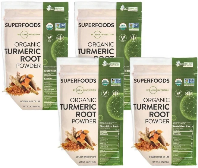 MRM 뉴트리션 유기농 강황 뿌리 분말 170g (6oz) 4개 - 쿠팡