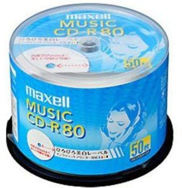 maxell CD-R CDRA80WP. 50SP 음악용 잉크젯 프린터 대응[히로비로 미백 라벨] 80분, 1개 - 쿠팡