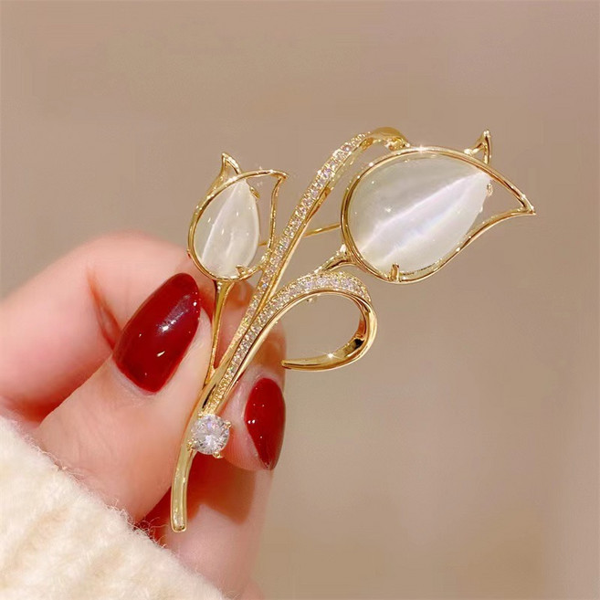 [무지개샵]패션 난초 꽃다발 로즈골드 브로치