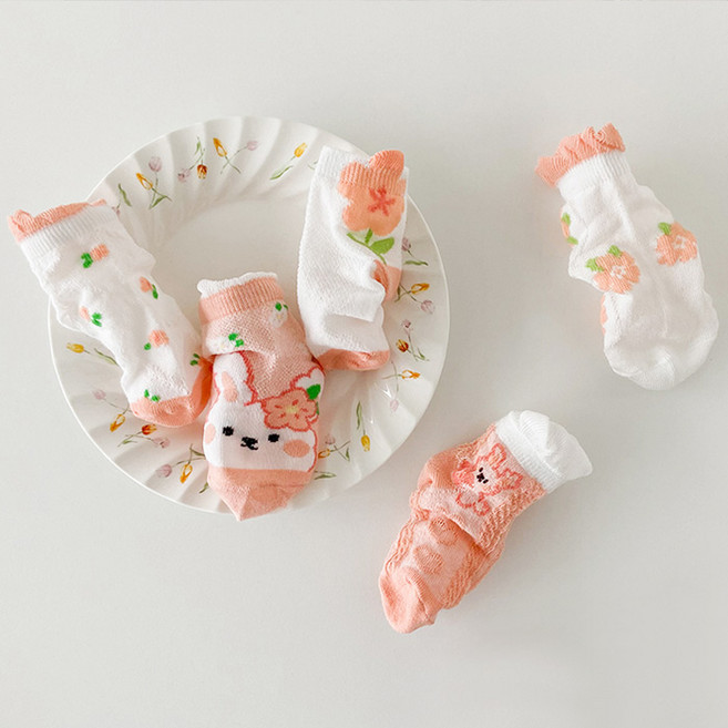 슈가앤 NE 파스텔 양말 아동용 메쉬양말 5켤레 세트 유아 아동 양말