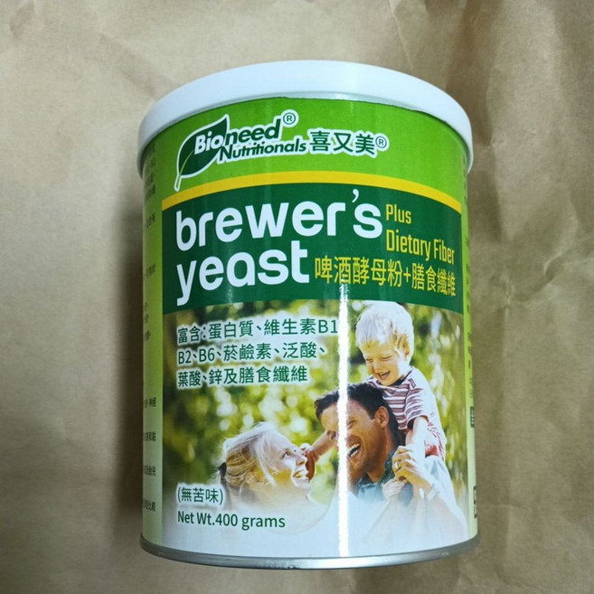 喜又美 啤酒酵母粉 膳食纖維 400公克 全素 維生素B1.B2.B6.蛋白質, 1個