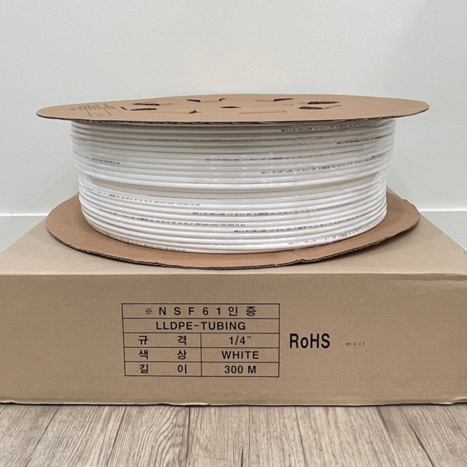 정수기 호스 튜빙선 정수기부품 6mm 300 미터 국산 롤 표준규격 1/4 연결선, 1개