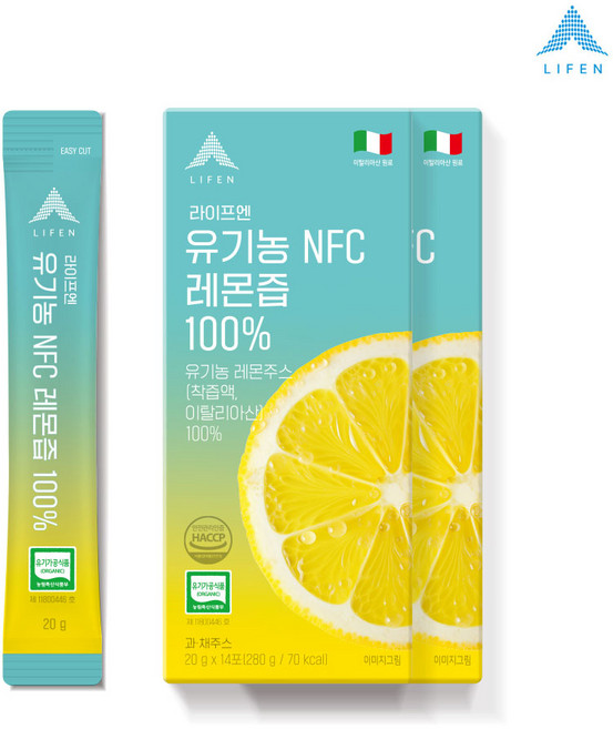 [초록마을입점제품] 라이프엔 유기농 NFC레몬즙100%, 20g, 28개