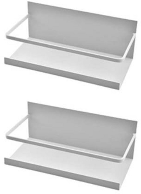 냉장고 자석 마그네틱 수납선반 철제선반 다용도선반, 가로형 화이트 2p