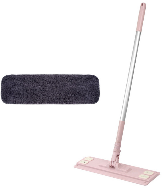 에이클린 세 가지 사이즈 소형(25cm) 중형(40cm) 대형(60cm) 두 가지색상(그레이 코랄핑크)청소밀대걸레+회색루프패드, 1세트