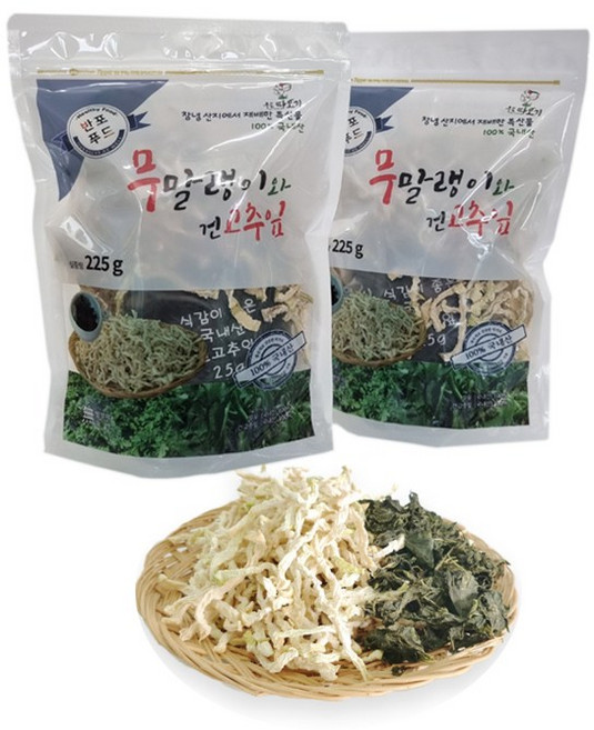 무말랭이 200g 건고춧잎 25g 국내산 100%, 225g, 2개