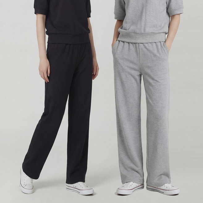 엠제이스타 1+1 남녀공용 사계절 트레이닝 스트레이트 팬츠 츄리닝 데일리 무지 빅사이즈 바지