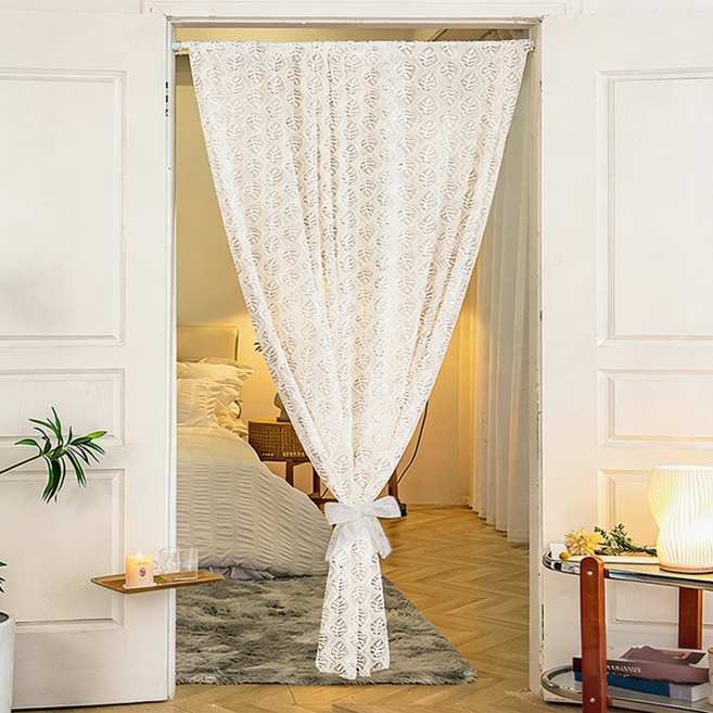 YYT 모던 심플 자수 레이스 커튼 부드러운 레이스 문발 커튼