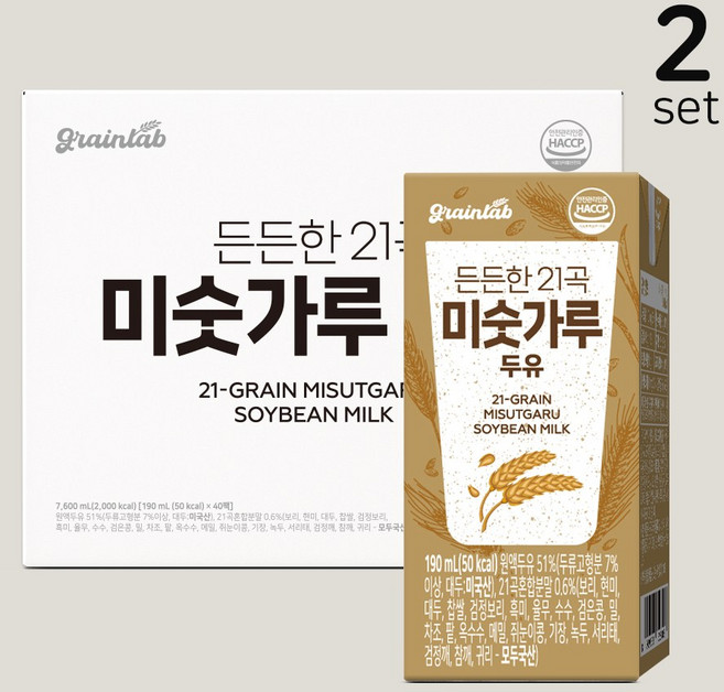 그레인랩 든든한 21곡 미숫가루두유, 80개, 190ml