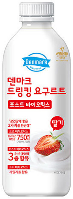 동원 덴마크 드링킹요구르트 포스트바이오틱스 딸기, 1개, 750ml