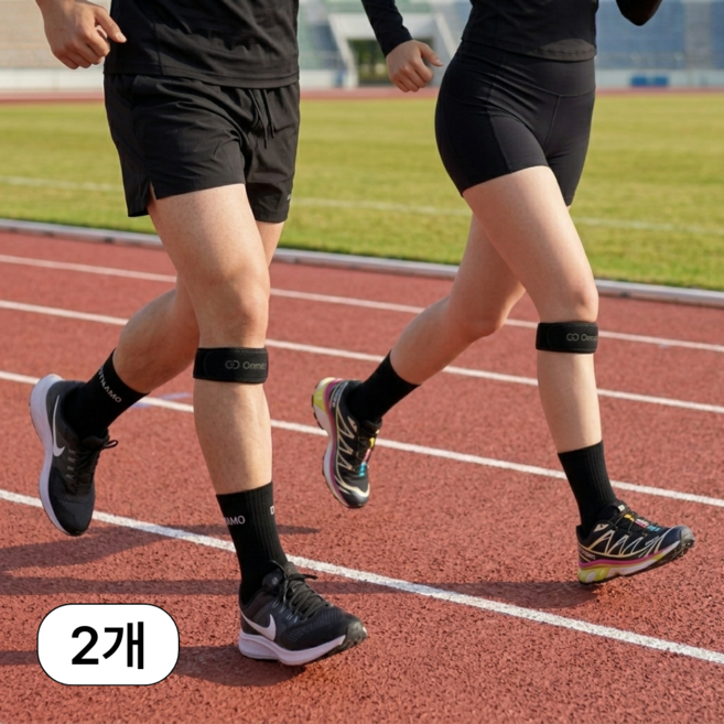 온마디 러닝 무릎보호대 PT-Band, 블랙, 2개