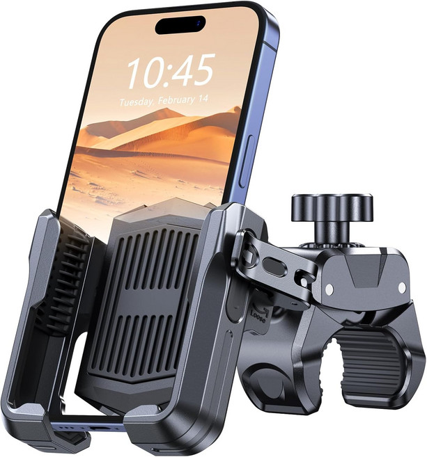 HLOMOM 機車自行車手機支架 360度旋轉減震單手操作 適用多種車型, B9黑色