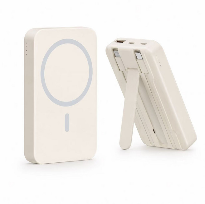 【防爆電芯3C Wh標示】可上飛機 20000mAh 無線磁吸行動電源 移動電源 快充行動充 無線充電 自帶線支架充電寶, 黃油色, K044