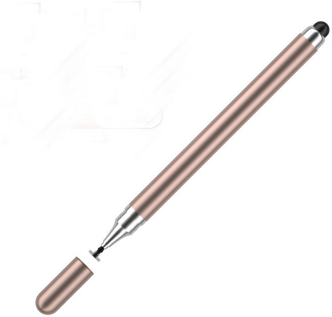 被動電容式觸控筆, 1個, 二合一雙頭觸控筆【玫瑰金】, 玫瑰金