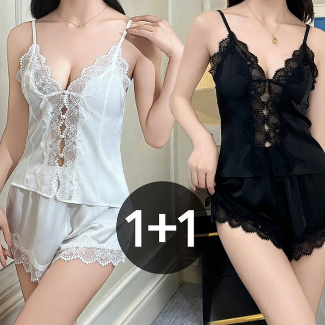 아이엠몽 여성 레이스 나시 팬츠 슬립 세트