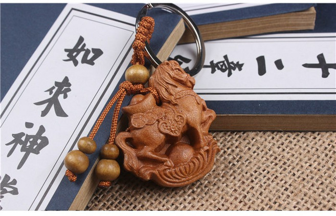 桃木馬上有錢馬上發財鑰匙圈 吊飾掛飾, 1個