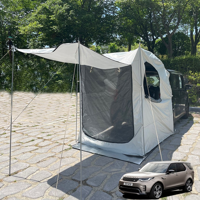랜드로버 디스커버리 텐트 꼬리 차차차 모기장 카크닉 차량용 스텔스 카쉘터 차크닉 실버베이지 확장형, 텐트실버베이지_20cm 확장형_우레탄_줄좌석