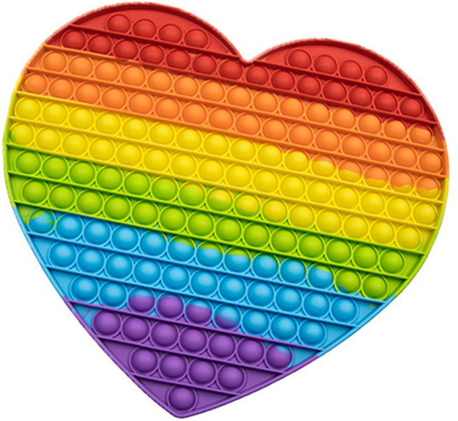 언박싱 대왕 푸쉬팝 무지개 파스텔 팝잇 버블 톡톡 초대형 푸시팝, 대왕 하트 무지개 푸쉬팝, 1개