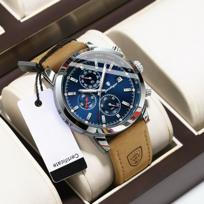 포스워백 크로노그래프 남자 가죽 손목 시계