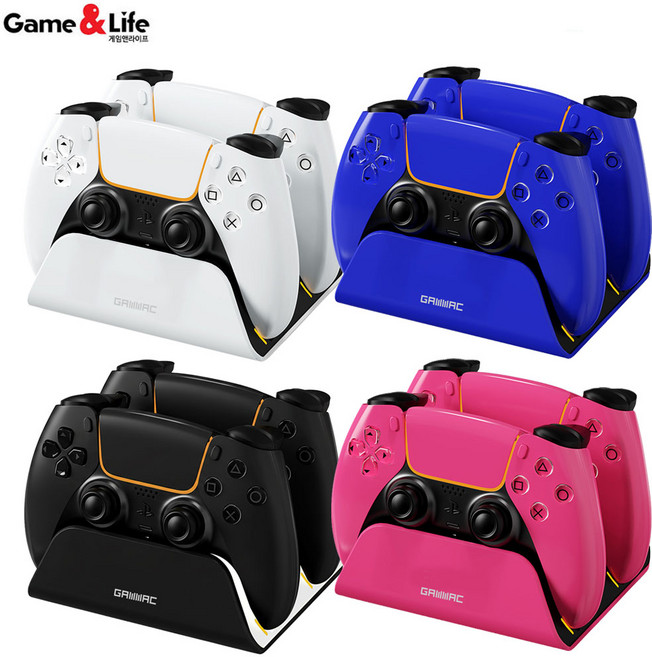 PS5 겜맥 시그니처 P5 듀얼패드 충전독 / 듀얼센스 2개 충전거치대, 화이트, 1개, KMP5-120