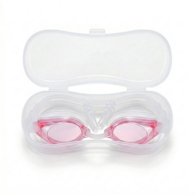 제로앤나인 김서림방지 물안경 수경 고글 귀마개 포함, 핑크, 1개
