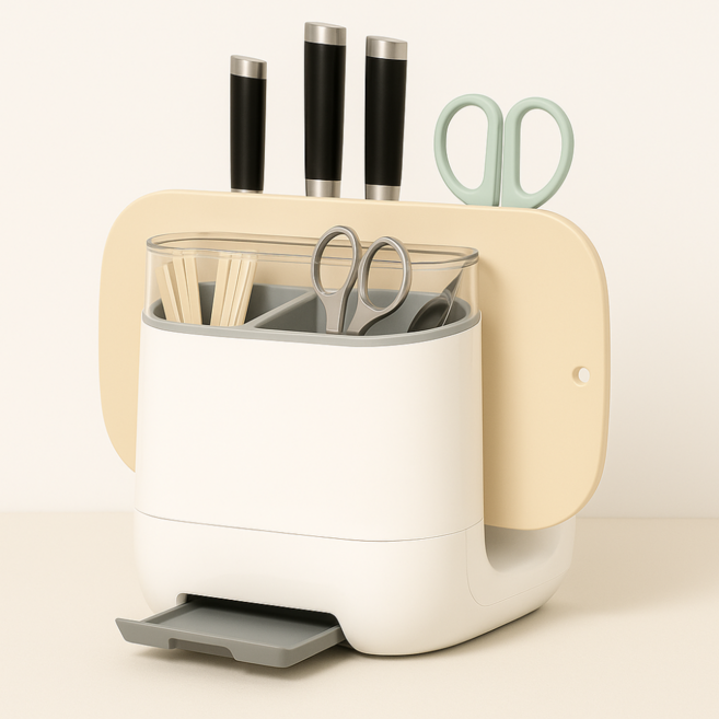 젠타 모두수납 물빠짐 수저통, 1개, 화이트