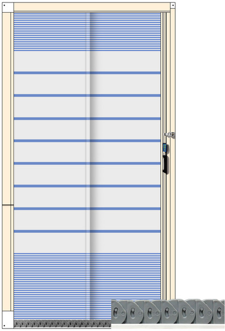 매시원 무턱이 크림컬러 현관문 자동롤 방충망, 1개