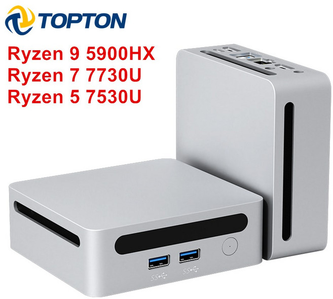 Topton 게이밍 미니 PC 게이머 AMD Ryzen 9 5900HX 7 7730U 5800U Windows 11 DDR4 3200MHz 컴퓨터 베어본 8K HTPC 와이파이 원