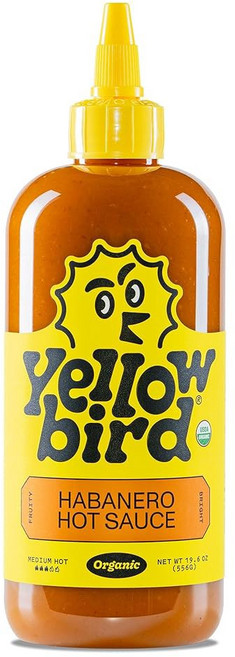 옐로버드 만들기 w / 고스트 페퍼 핫소스 19.6온스. 테이블탑 사이즈 (진짜 핫 | 1병 토마토 마늘 대추), Organic Habanero, 19.6 Ounce (Pack of 1), 1