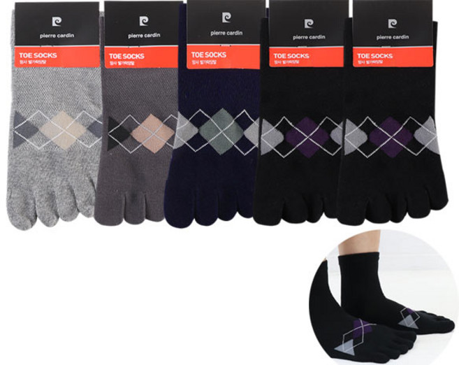 [피에르가르뎅]남성 망사 발가락양말 5족 택1 단목 여름 패션양말