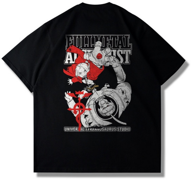 강철의 연금술사 굿즈 에드워드 알폰스 엘릭 반팔 반소매 티셔츠 유니섹스