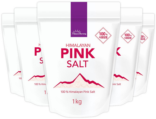 네이처모닝 히말라야 핑크솔트 가는소금, 1kg, 5개