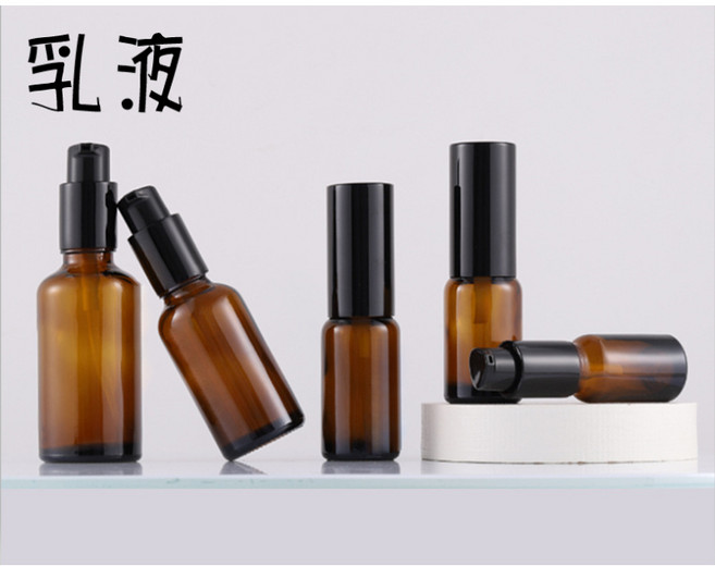 SELF 亮面綠色玻璃精油滴管分裝瓶 多種容量 (5ml-100ml) 適用精油乳液噴霧空瓶, 1個, 黑蓋乳液,10ml, 10ml