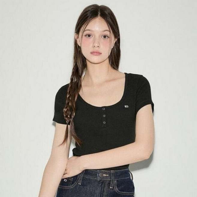 매장정품 TOMMY JEANS 타미진스 여성 슬림 헨리넥티셔츠 T32F6TTO02TWT1 T32F6TTO02TWT1-JSO 1711203