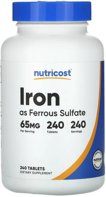 Nutricost 황산제일철 철분 65mg 240정, 1개 - 쿠팡