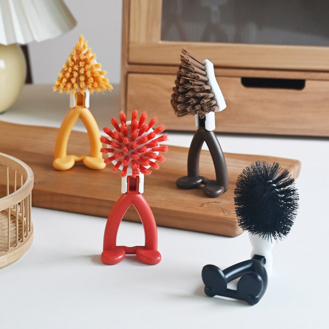 주방 욕실 싱크대 청소솔 다용도 브러쉬 틈새 코너 불판 수세미, 다용도 브러쉬 원형솔(블랙), 1개