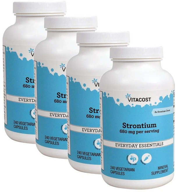 비타코스트 스트론튬 680mg 퍼서빙(120일분) Vitacost Strontium, 4개, 240정 - 쿠팡