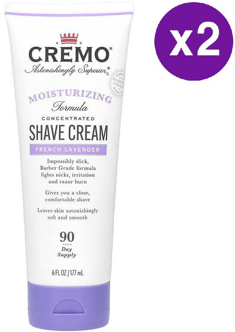 크레모 모이스처 면도 크림 프렌치 라벤더 177ml 2개 Cremo French Lavender Moisturizing Shave Cream