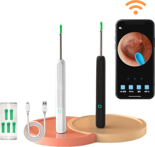 Pealy 스마트 가시 귀이개 내시경 귀이개 500W 고화질 카메라 6축정향자이로스코프 LED 등 USB 충전 230mAh, 화이트, 1개