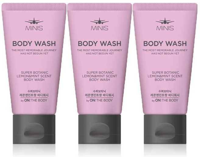 여행용 바디워시 미니스 수퍼보타닉 바디워시 레몬 50ML, 3개