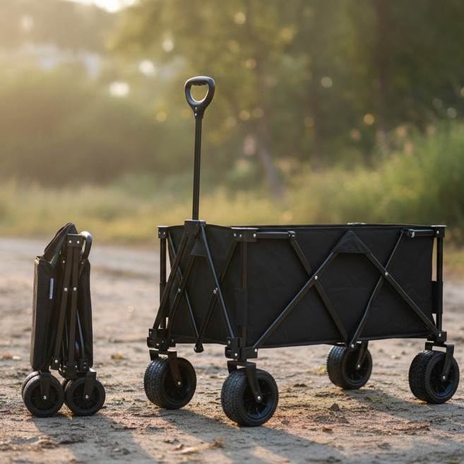혼시티 탱크 캠핑 접이식 웨건 카트 수레, 1개, 블랙