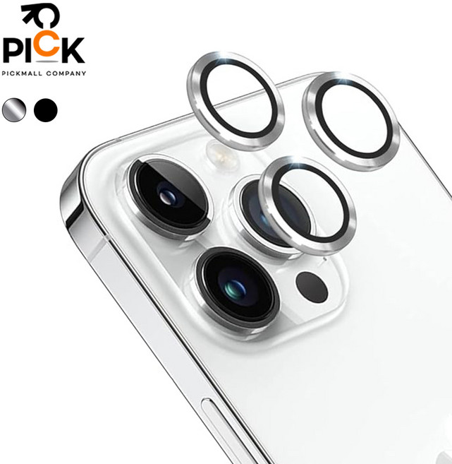 픽몰 메탈링 빛번짐 방지 아이폰 카메라 렌즈 보호 강화유리 쉬운부착 (2COROL), 1개, 실버 아이폰14PRO/14PROMAX