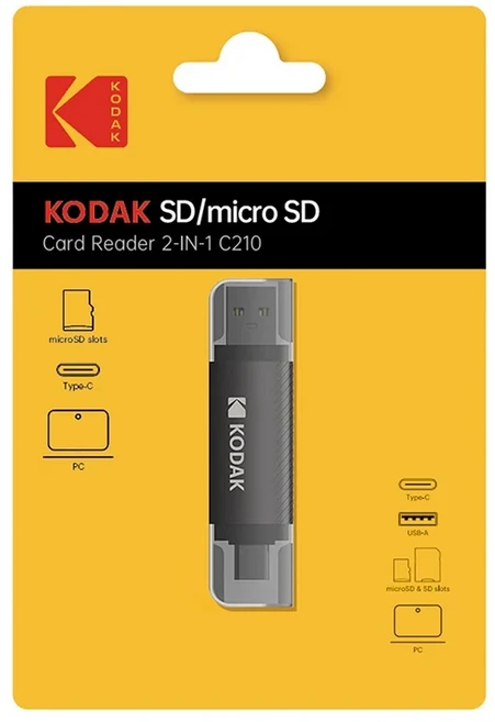 코닥 4 in 1 카드 리더 USB3.0 & 타입 C 유니버설 카드 어댑터 다기능 어댑터 SD 카드 & 마이크로 SD 카드, 01 빨간색