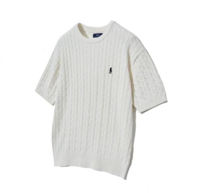 예일 YALE 헤리티지 댄 케이블 반팔 라운드 니트 아이보리 100966