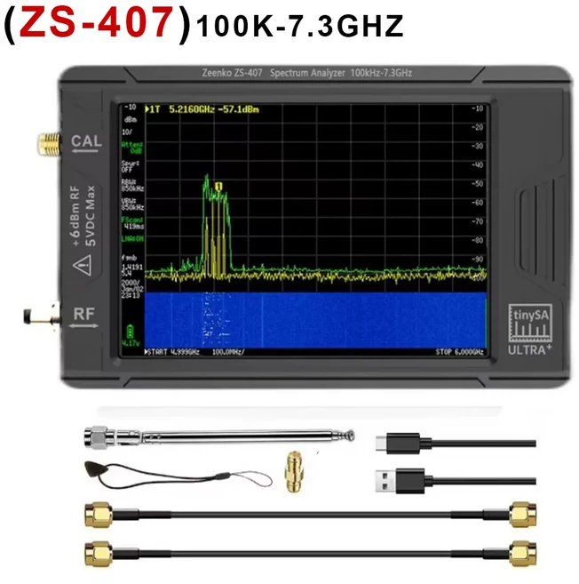tinySA ULTRA 4인치 화면 휴대용 RF 스펙트럼 분석기 100k-7.3GHz 신호 발생기, 02 (ZS-407)100K-7.3GHZ, 02 (ZS-407)100K-7.3GHZ