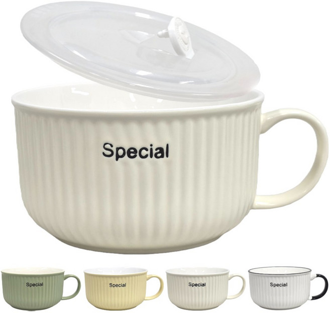 유비토 전자레인지 라면 그릇 손잡이 계란찜 1000ml, 1개, 아이보리