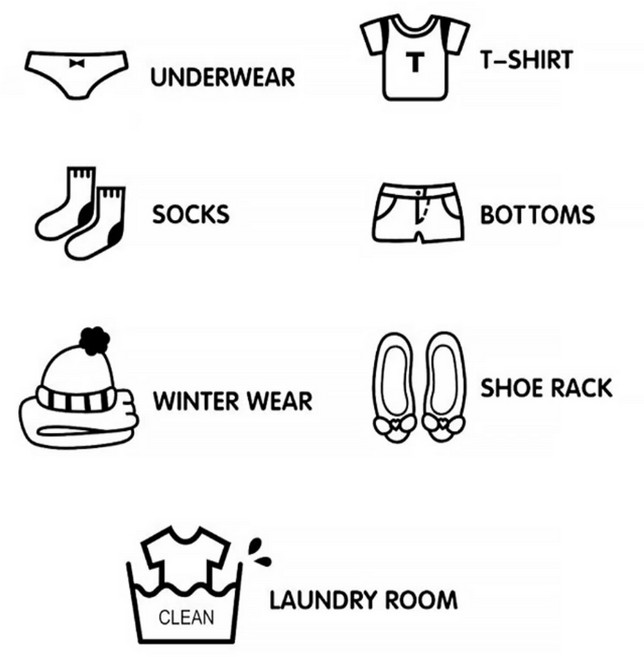 아이방 꾸미기 옷장 수납함 의류 스티커 네임택 5cm 소