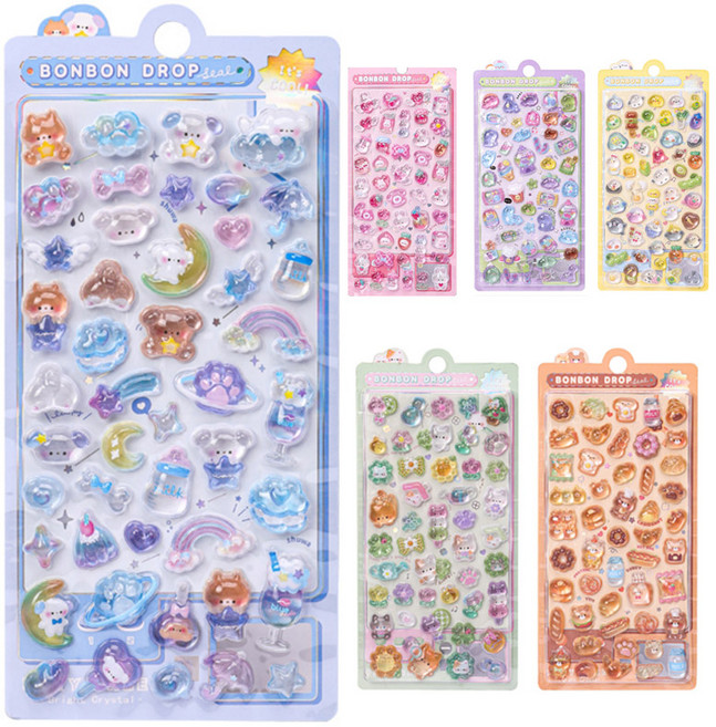 (6개세트) 코코쥬 말랑입체 3D 다꾸스티커모음 핸드폰 캐리어 노트북 팬시용품