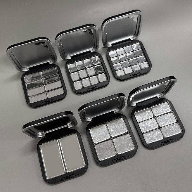 포포라운지 섀도우 케이스 실버판 립스틱 팔레트 화장품 소분 용기, 1개, 6구